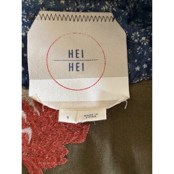 Anthropologie Hei Hei Floral Embroidered Military Green Field Jacket Size Small - Picture 8 of 12